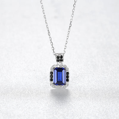 Simulated Sapphire Silver Necklace