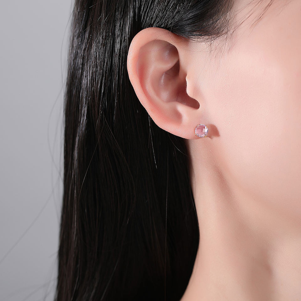 Morganite Simulant Gold Earrings