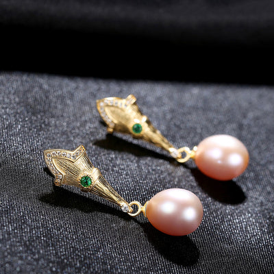 Pink Pearl Gold Earrings
