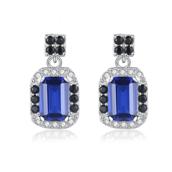Sapphire Simulant Silver Earrings