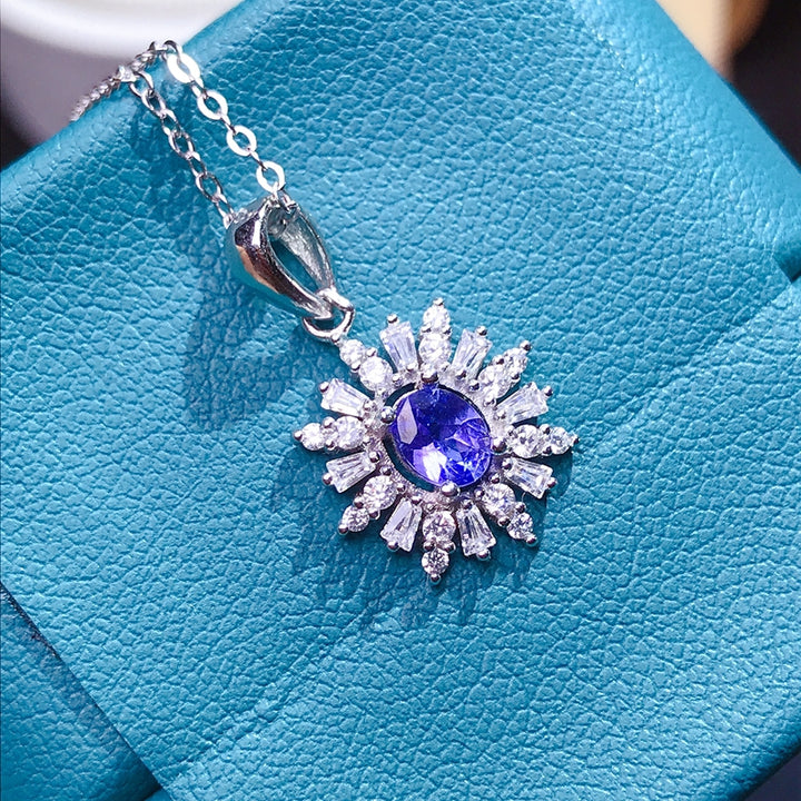 0.5 Carat Natural Tanzanite Silver Necklace