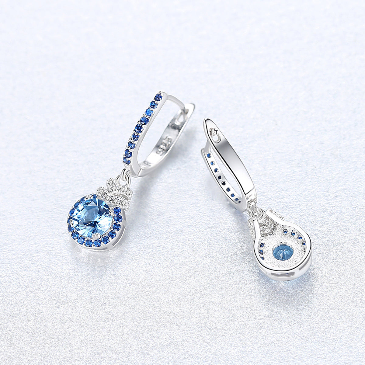 Topaz & Sapphire Simulants Silver Earrings