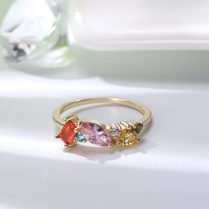 14K Yellow Gold Multi Stone Ring