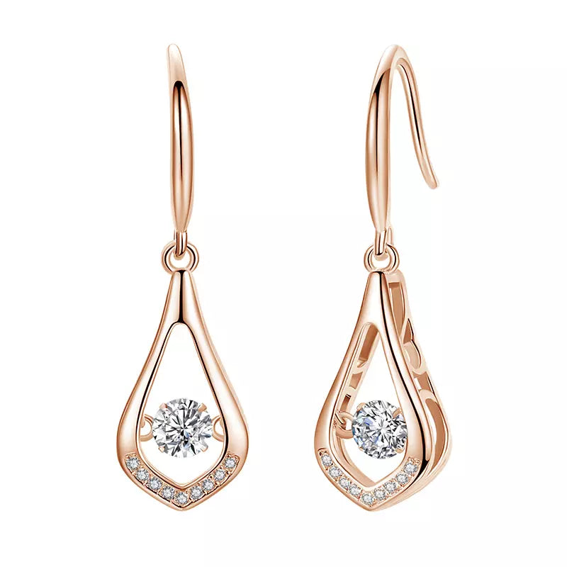 Diamond Simulant in Motion Gold Earrings