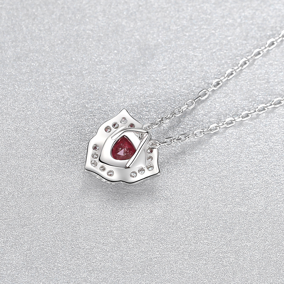 Ruby Simulant Silver Necklace