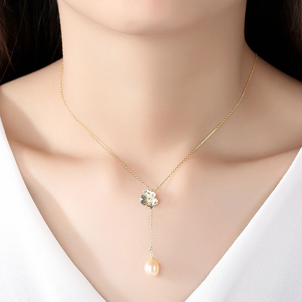 Pink Freshwater Pearl Gold Necklace