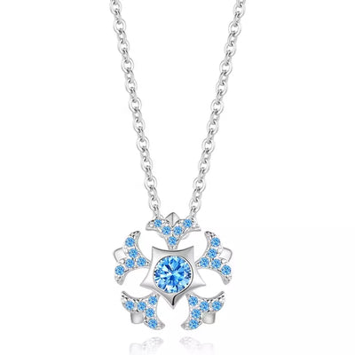 Blue Snowflake Silver Necklace