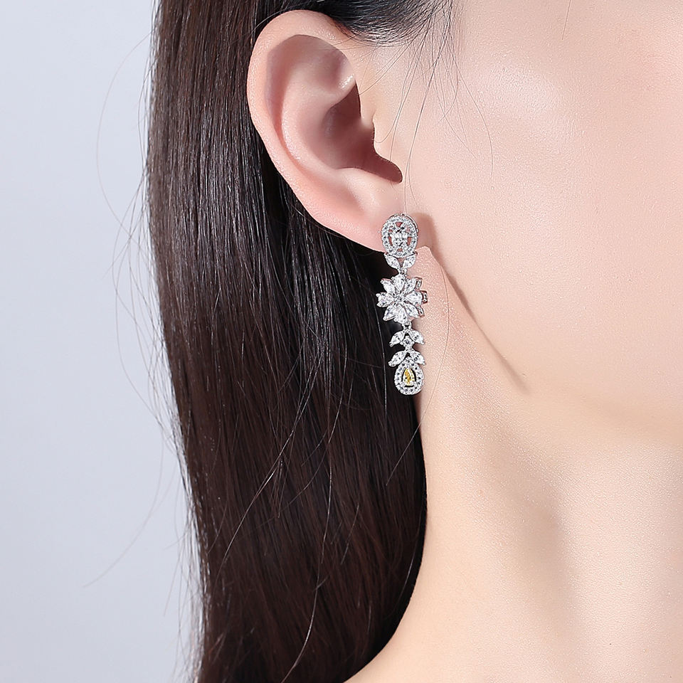 Citrine & Diamond Simulant Silver Earrings