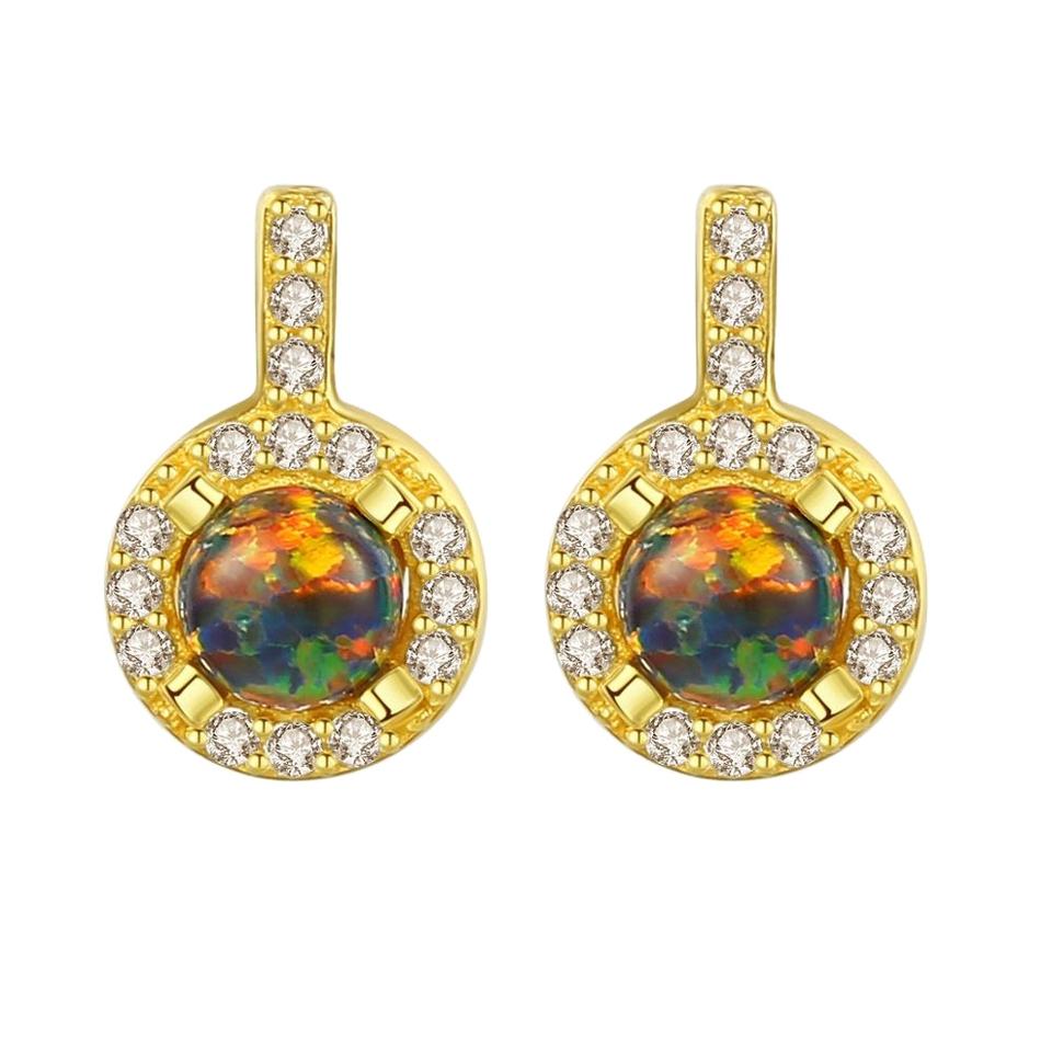 Opal Simulant Gold Earrings