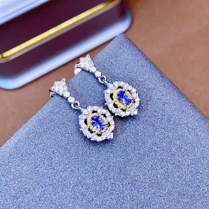 0.50 TCW Natural Tanzanite Silver Earrings