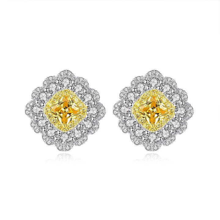Yellow Diamond Simulant Silver Earrings