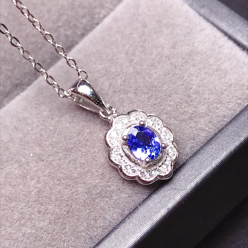 Natural Tanzanite Silver Necklace 0.5 ct