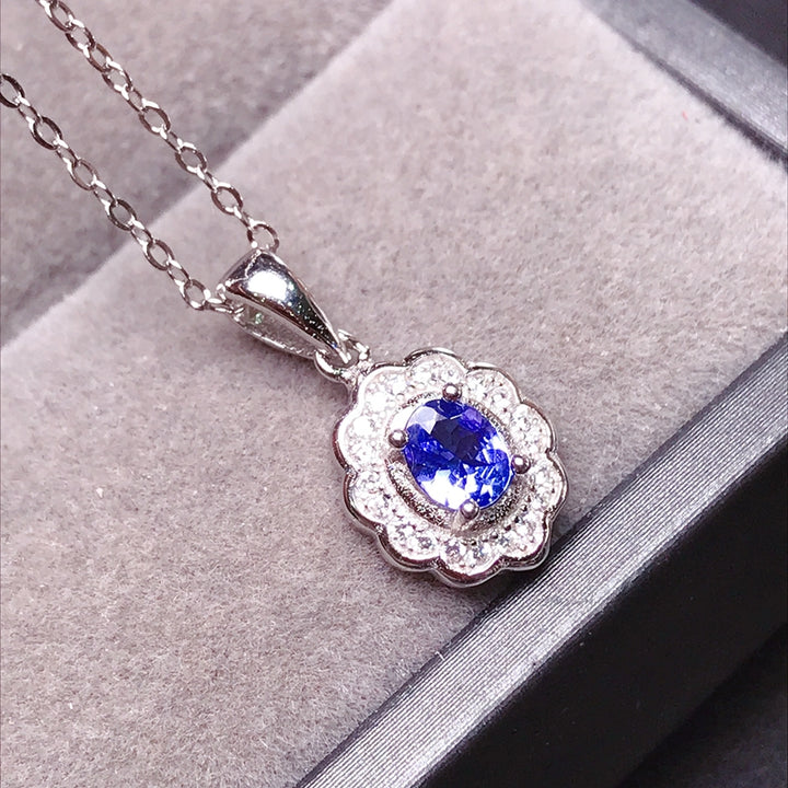 Natural Tanzanite Silver Necklace 0.5 ct
