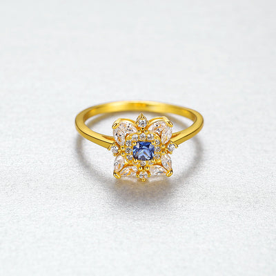 Blue Sapphire Simulant Gold Ring