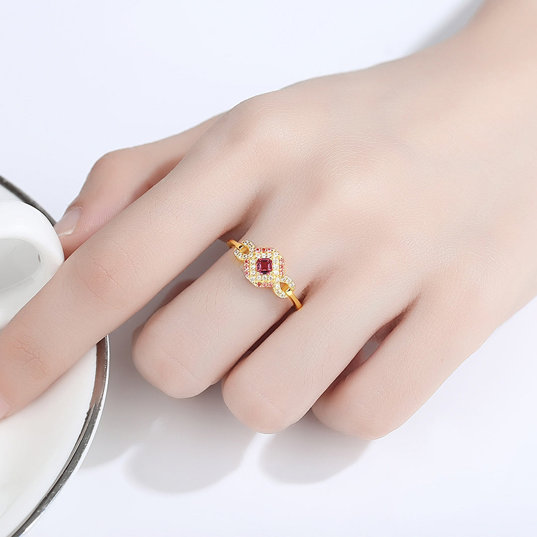 Pink Tourmaline Simulant Gold Ring