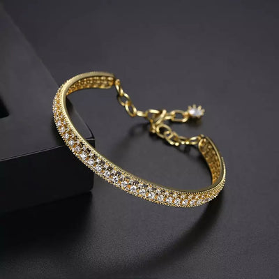 Diamond Simulant Cuff Gold Bracelet