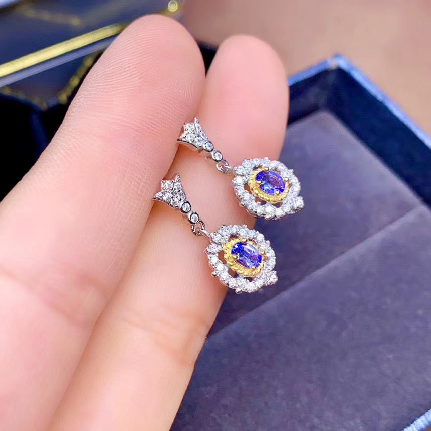 0.50 TCW Natural Tanzanite Silver Earrings