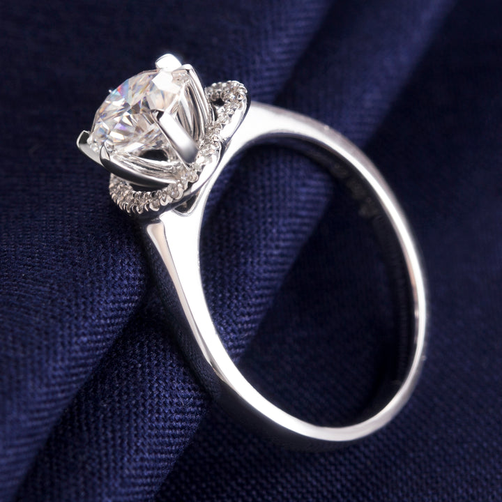 18K Gold 1 CT Moissanite Halo Ring