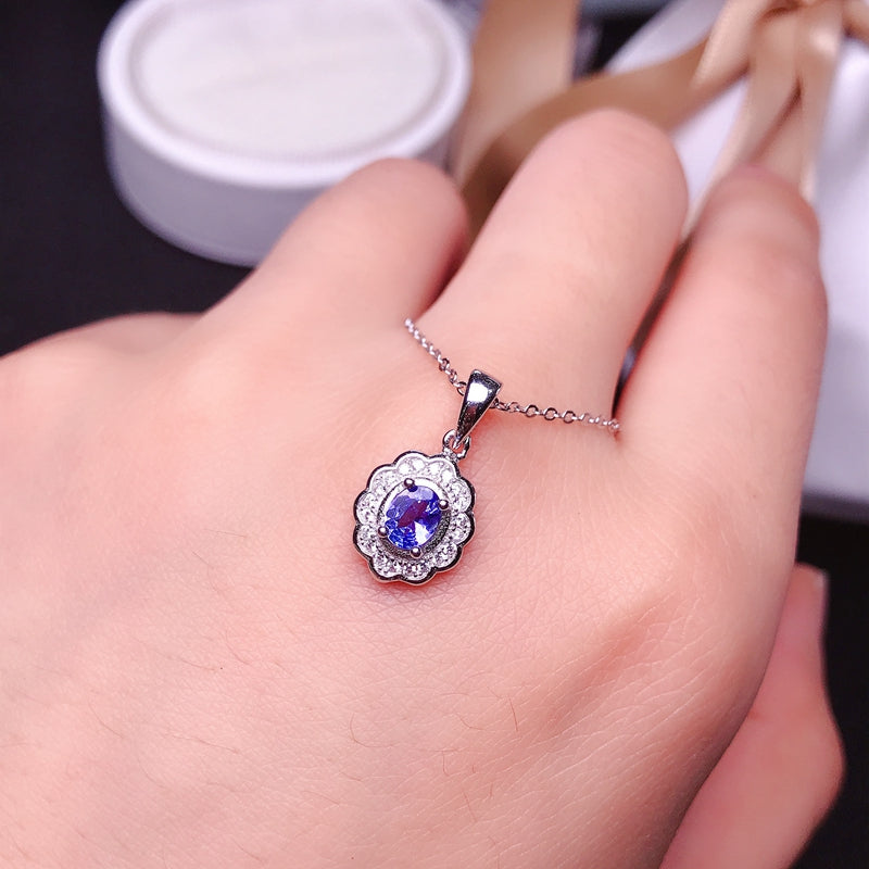 Natural Tanzanite Silver Necklace 0.5 ct