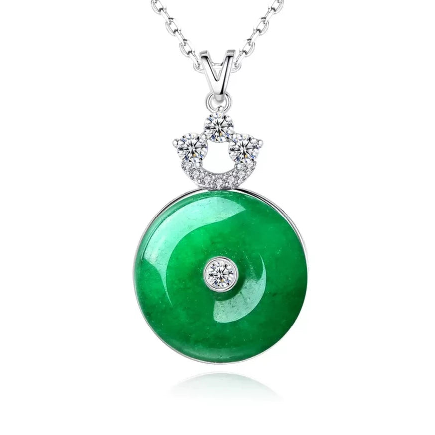 Simulated Jade Silver Necklace