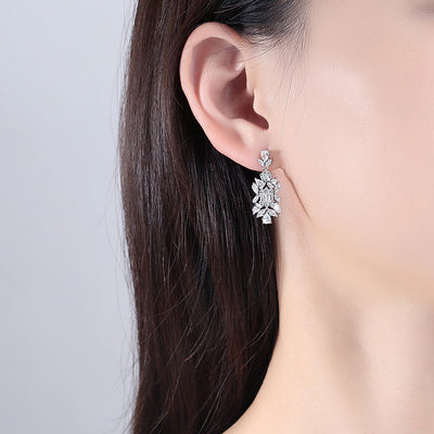 Diamond Simulant Art Deco Silver Earrings