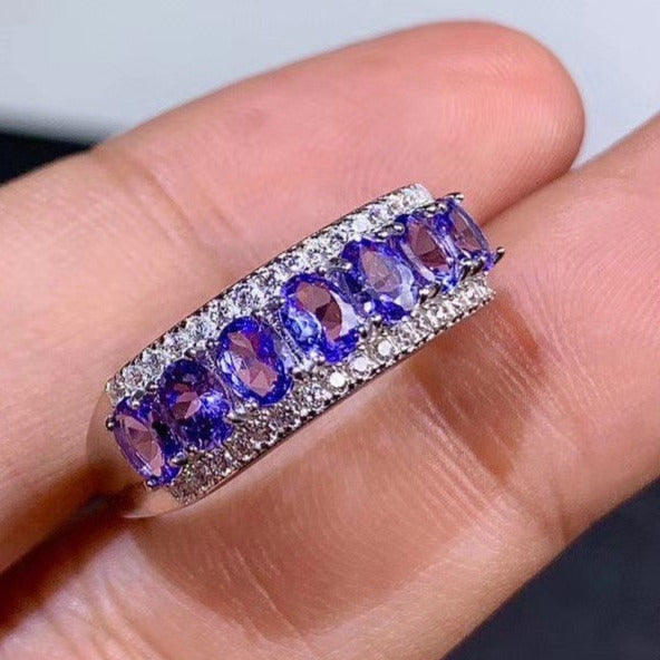 1.6 TCW Natural Tanzanite Silver Ring