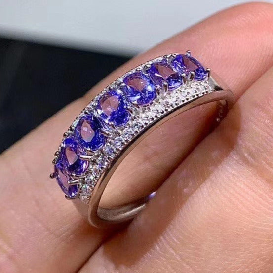 1.6 TCW Natural Tanzanite Silver Ring