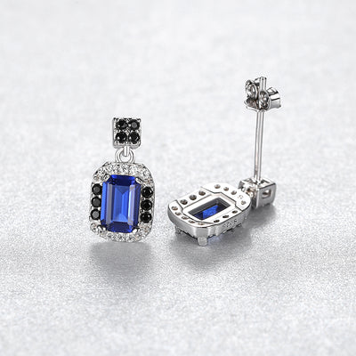 Sapphire Simulant Silver Earrings