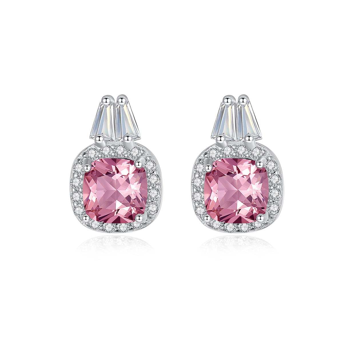 Cushion Cut Pink Diamond Simulant Earrings