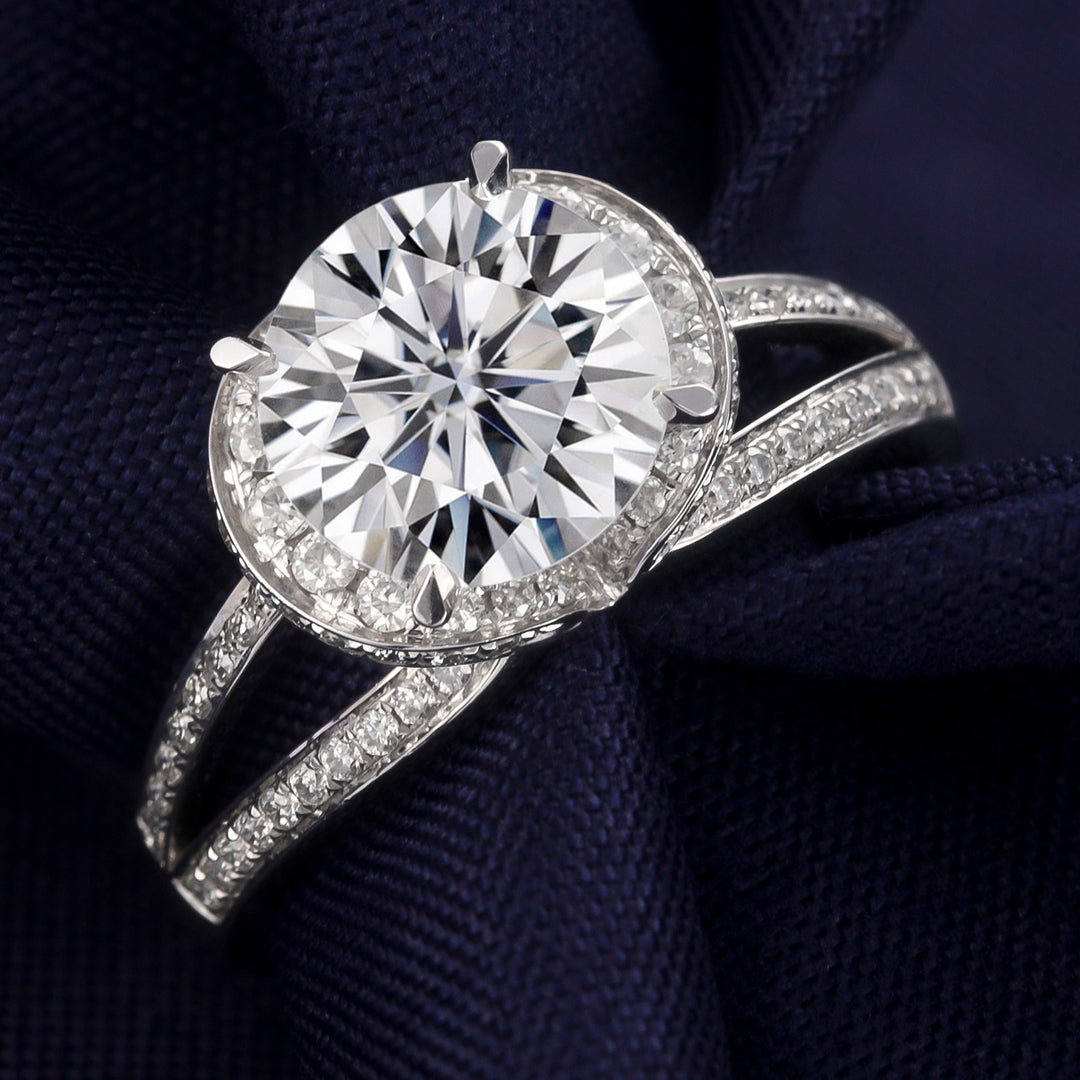 18K Gold 2 CT Halo Style Ring