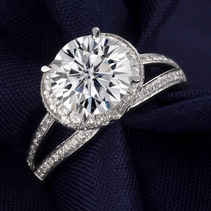 18K Gold 2 CT Halo Style Ring