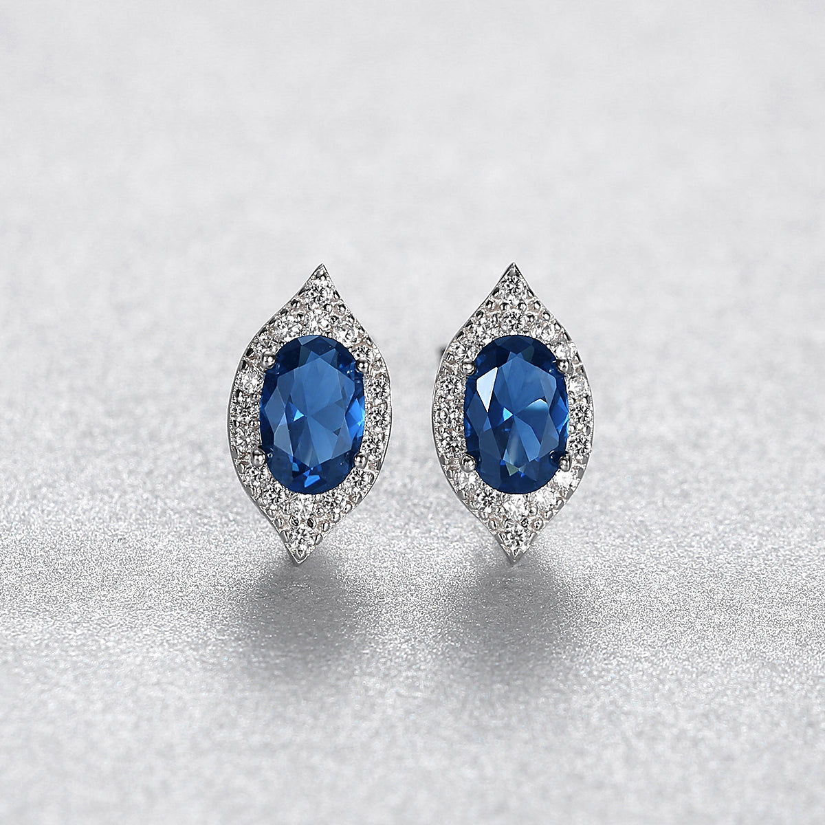 Blue Sapphire Simulant Silver Earrings
