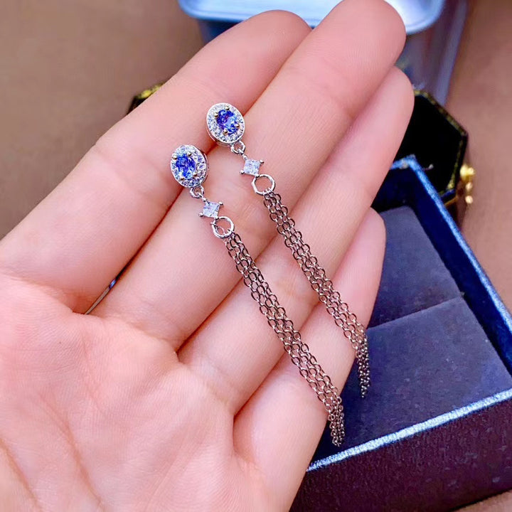 1/2 TCW Natural Tanzanite Silver Earrings