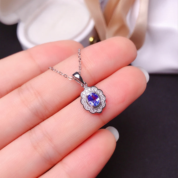 Natural Tanzanite Silver Necklace 0.5 ct
