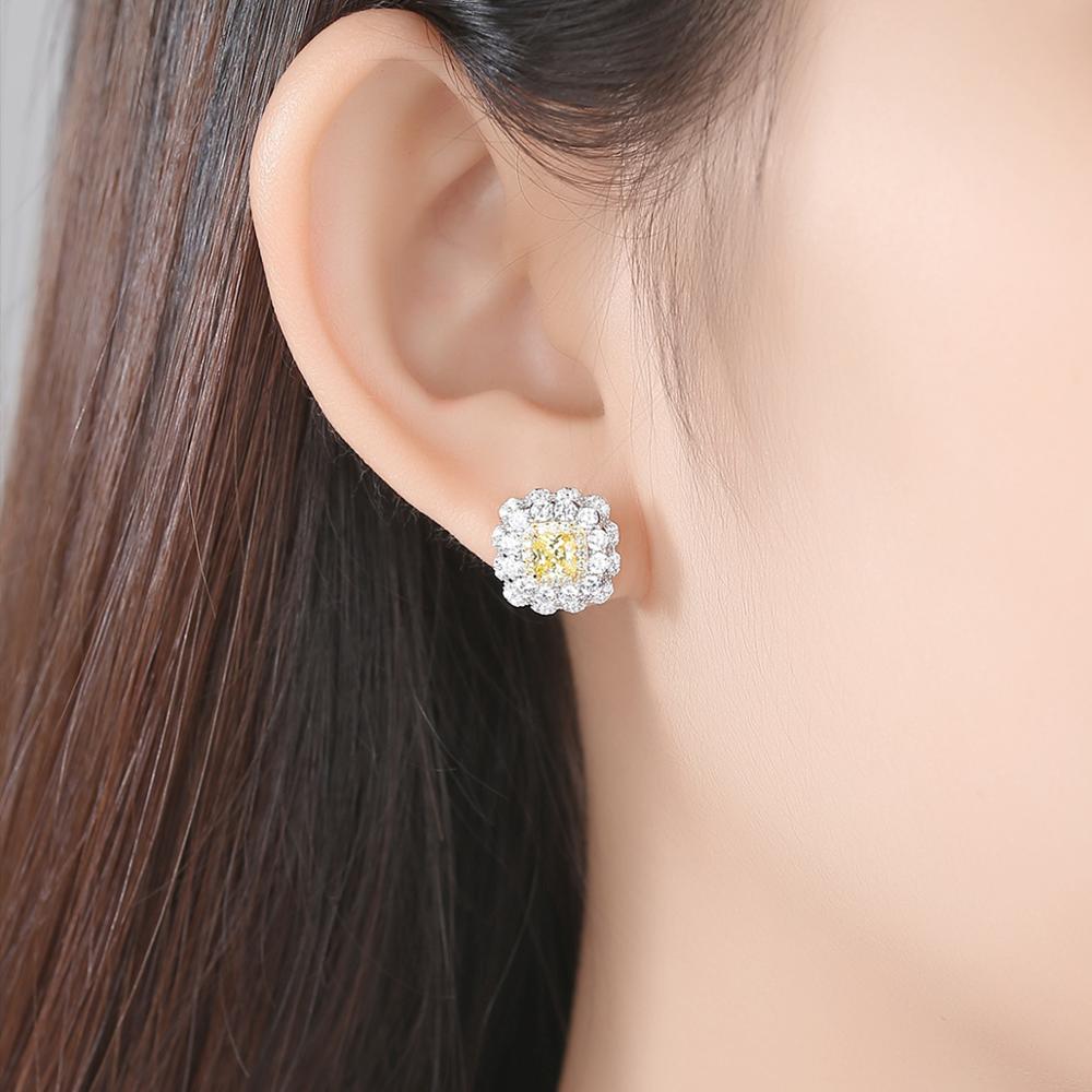 Yellow Diamond Simulant Silver Earrings