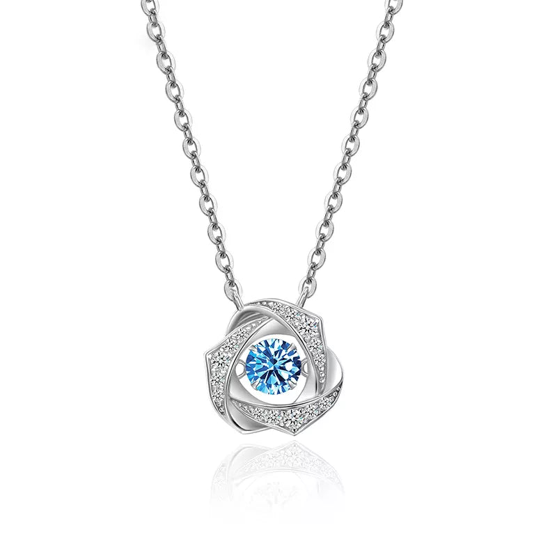 Topaz Simulant Motion Silver Necklace