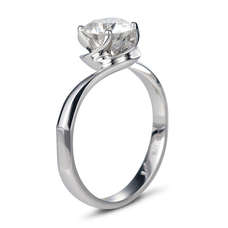 18K Gold 1 TCW Solitaire Moissanite Ring