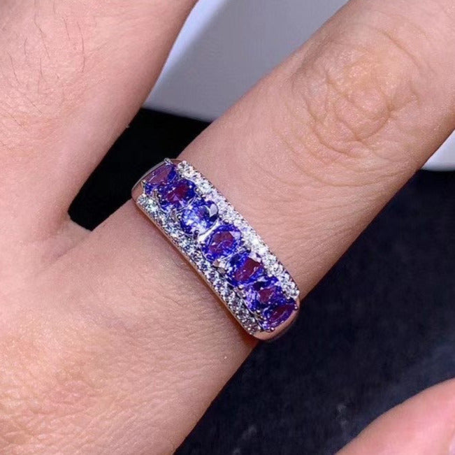 1.6 TCW Natural Tanzanite Silver Ring