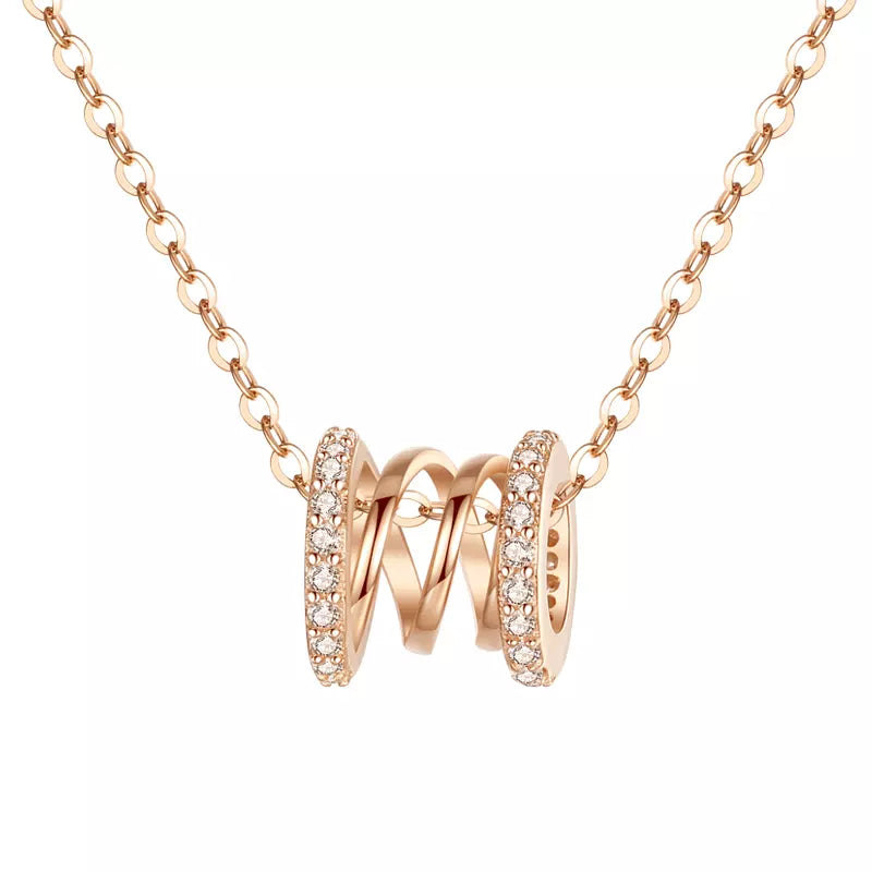 Diamond Simulant Coil Rose Gold Necklace