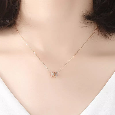 Diamond Simulant Coil Rose Gold Necklace