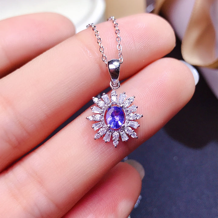 0.5 Carat Natural Tanzanite Silver Necklace
