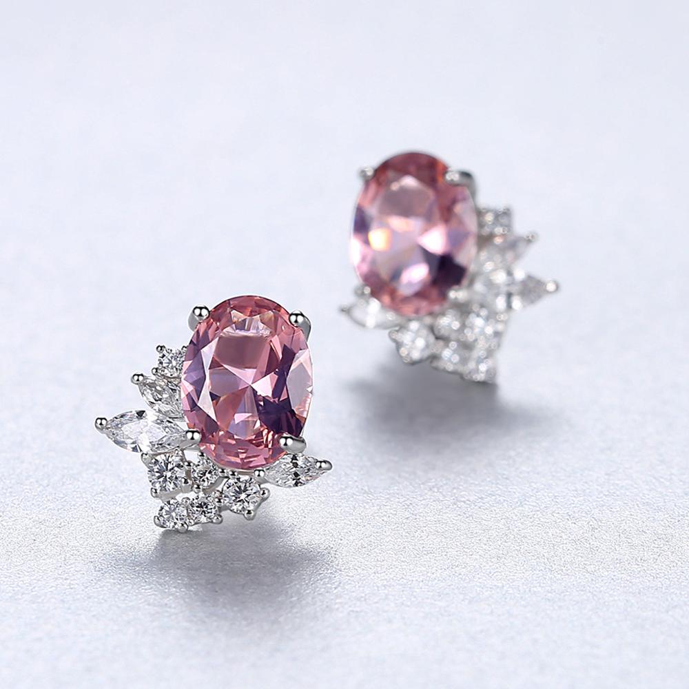 Morganite Simulant Silver Earrings