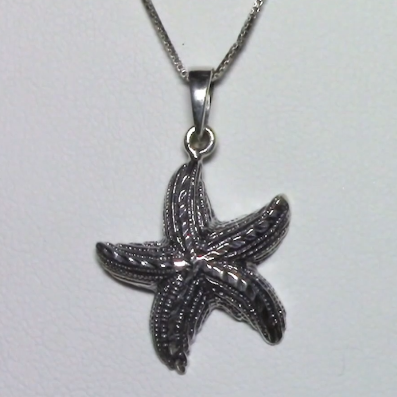 Oxidized Starfish Pendant Necklace