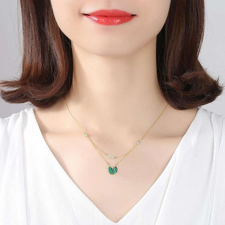 Malachite Simulant Gold Layer Necklace