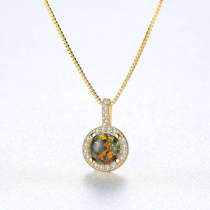 Fire Opal Simulant Gold Necklace