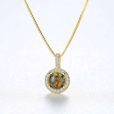 Fire Opal Simulant Gold Necklace