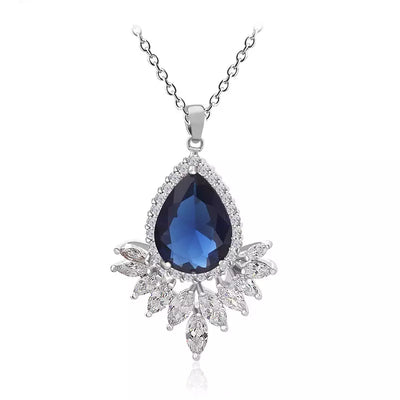 Sapphire Simulant Silver Necklace