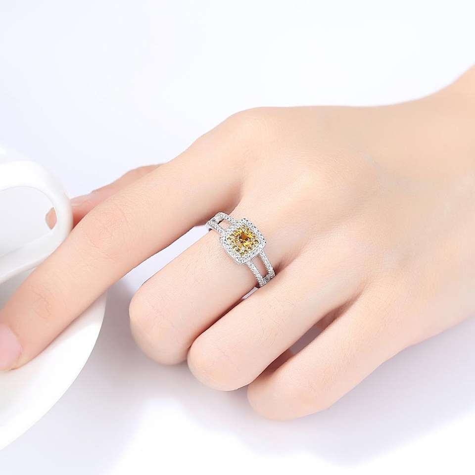 Citrine Simulant Silver Ring