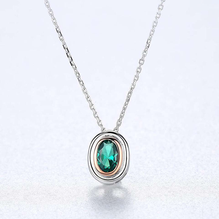 Emerald Simulant Silver Necklace