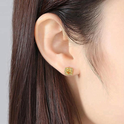 Citrine Simulant Gold Earrings